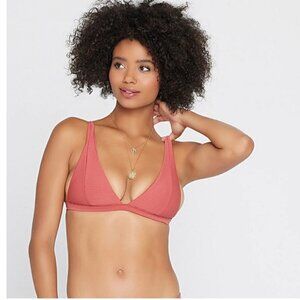 💕L*SPACE💕 Eco Chic Repreve Nina Bikini Top ~ Ribbed Textured Brick DD NWT
